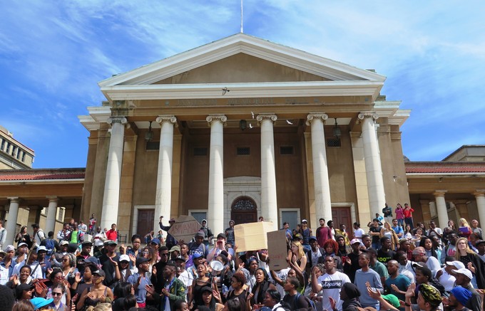 Photo of student protest on UCT campus