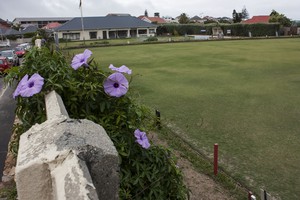 Photos of an informal settlement and a bowling green