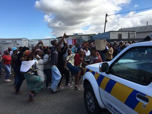 Photo of protest at Silver Leaf Primary