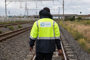 Photo of man on railway line