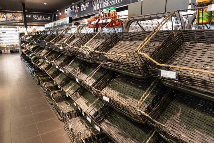 The shelves in Woolworths in Gardens stand empty on Thursday 10 August 2023 during the Cape Town taxi strike. - Ashraf Hendricks
