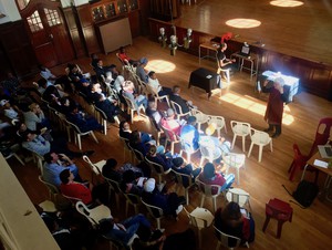 Photo of a meeting in a school hall